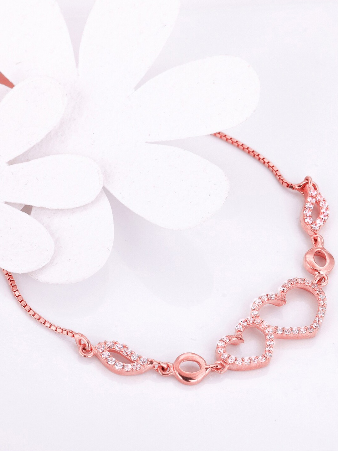 

GIVA Women 925 Sterling Silver Rose Gold-Plated Cubic Zirconia Link Bracelet