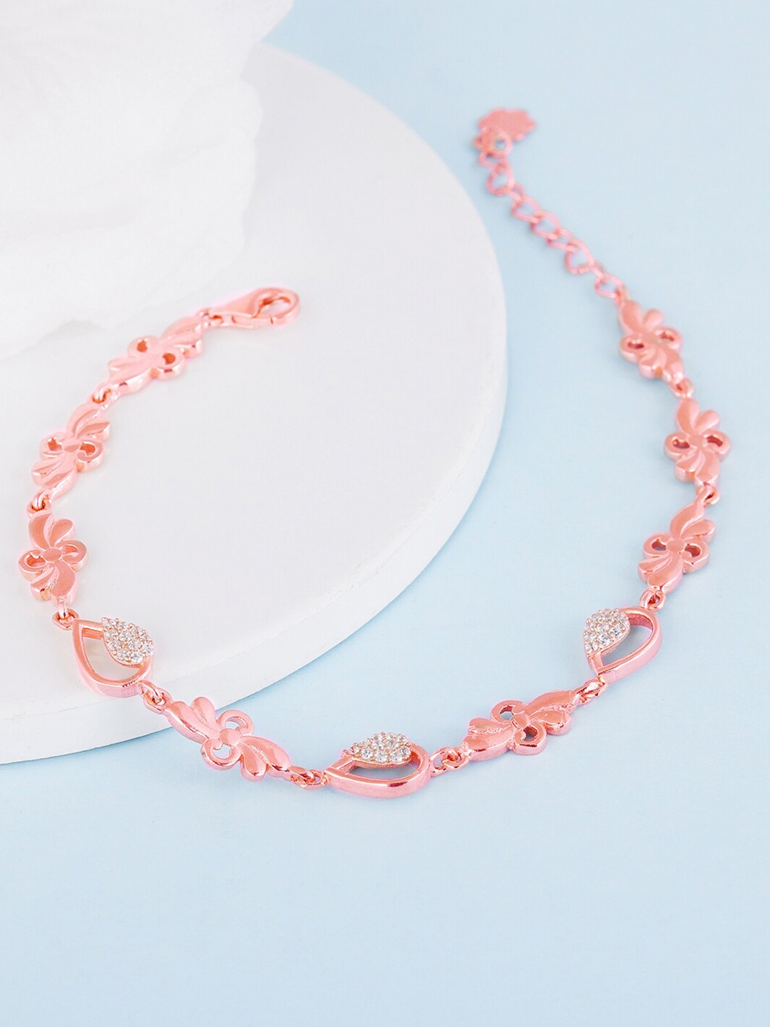 

GIVA Women 925 Sterling Silver Rose Gold-Plated Cubic Zirconia Link Bracelet