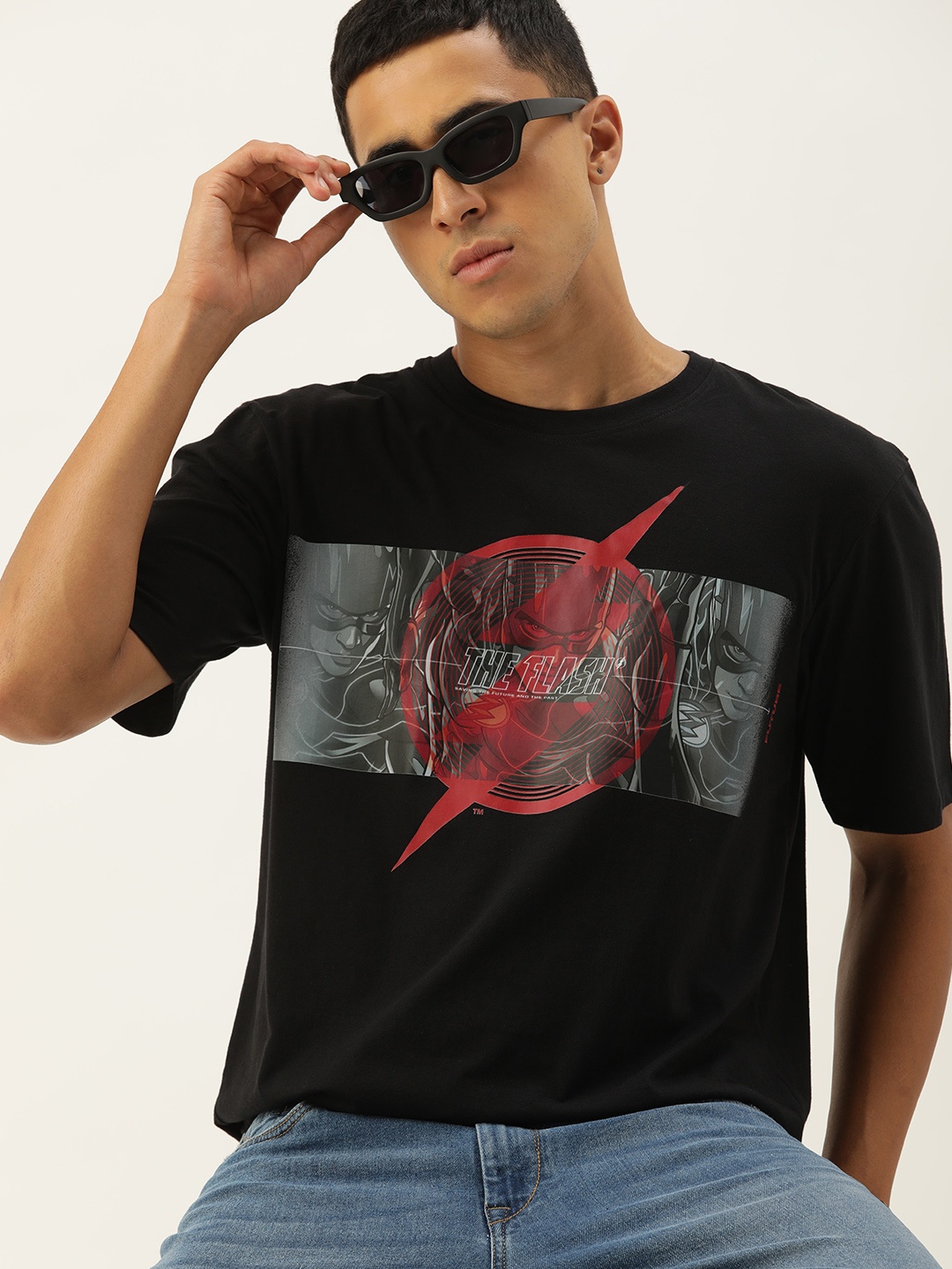 

DC by Kook N Keech Men Flash Printed Pure Cotton T-shirt, Black