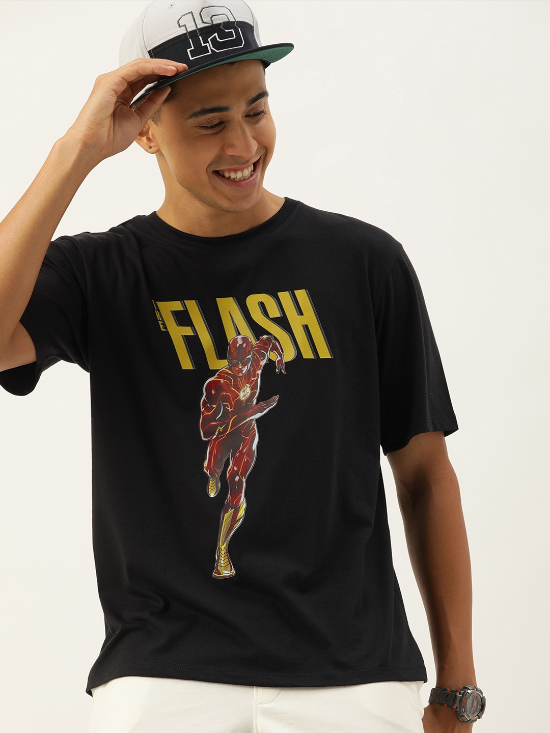 

DC by Kook N Keech Men Flash Printed Pure Cotton T-shirt, Black