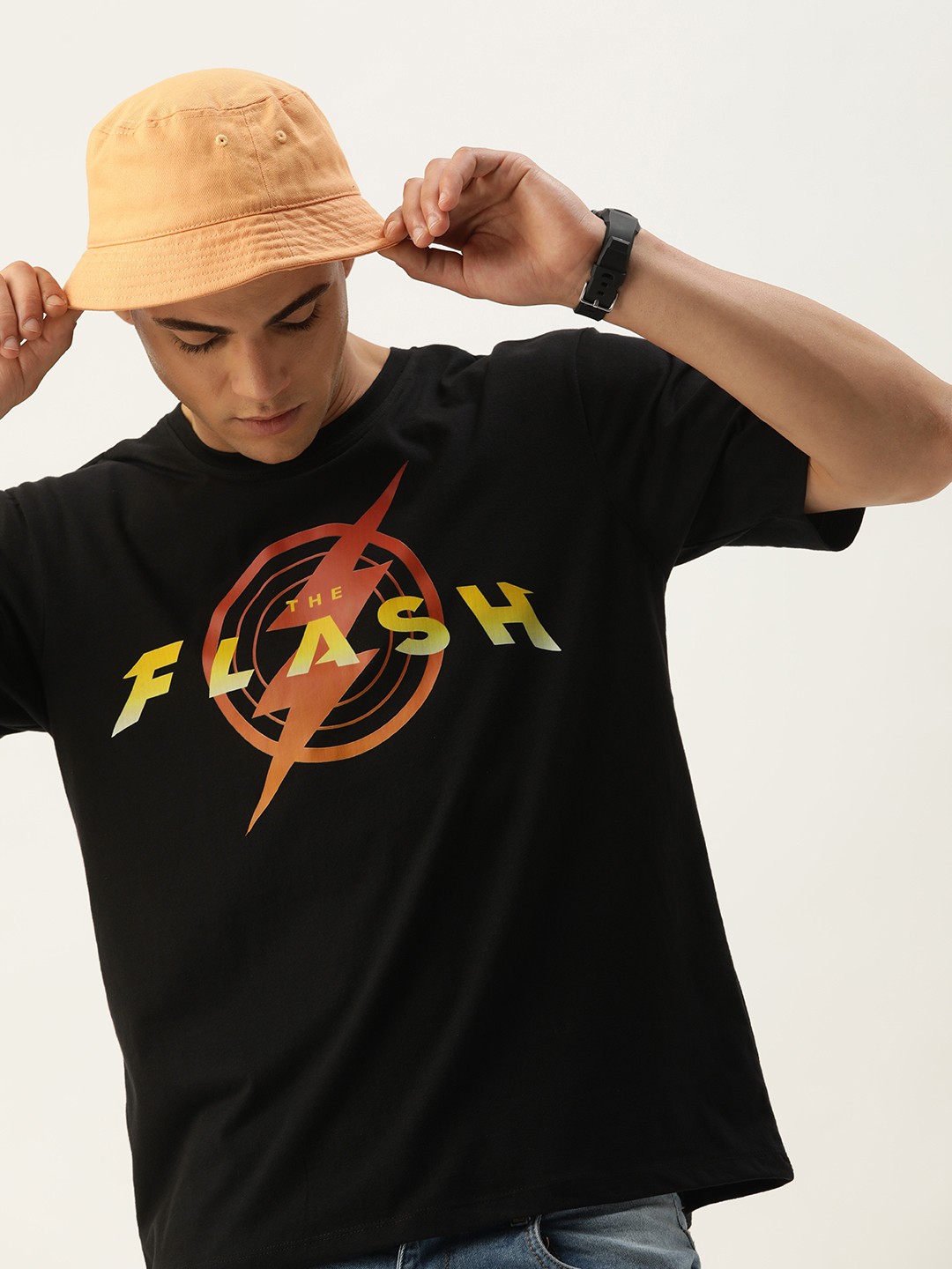 

DC by Kook N Keech Men Flash Printed Pure Cotton T-shirt, Black