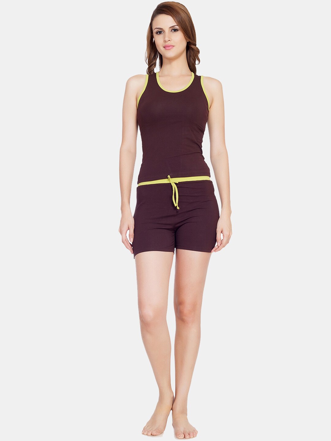 Soie Sleeveless Night suit, Brown
