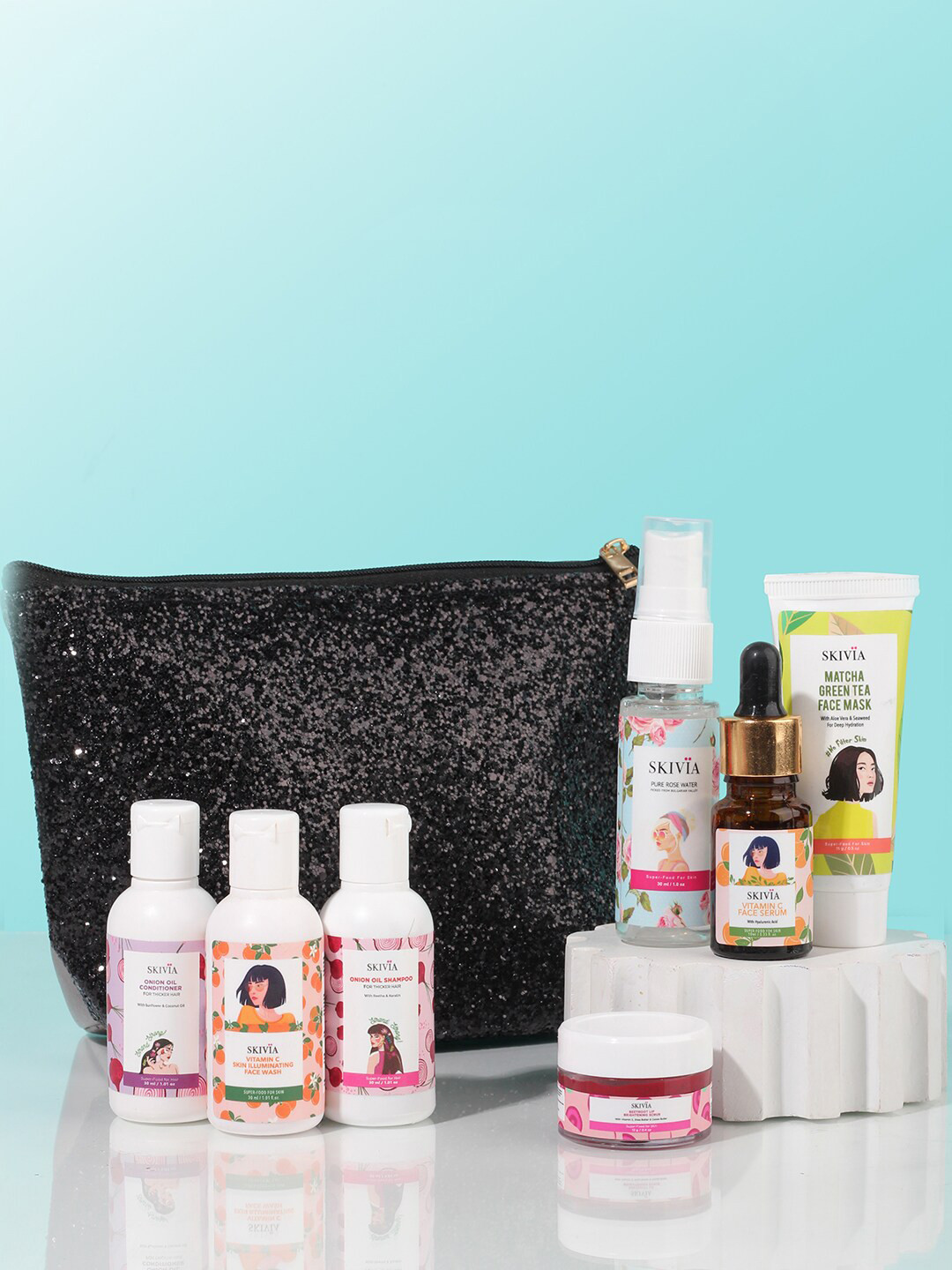 

SKIVIA Skivia Bestsellers Combo With Luxury Makeup Pouch, Pink