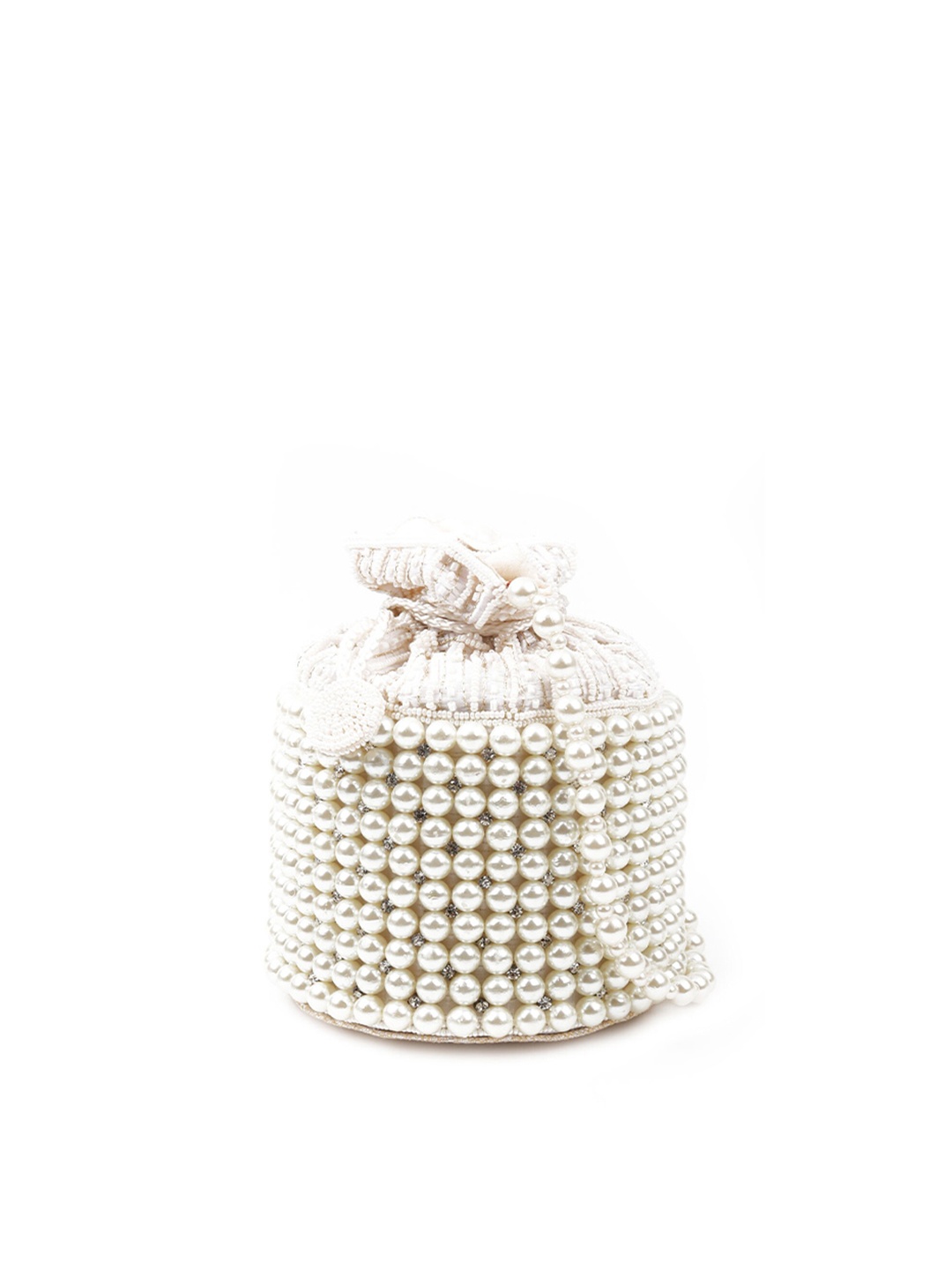 

ODETTE Pearl Embellished Potli Clutch, Off white