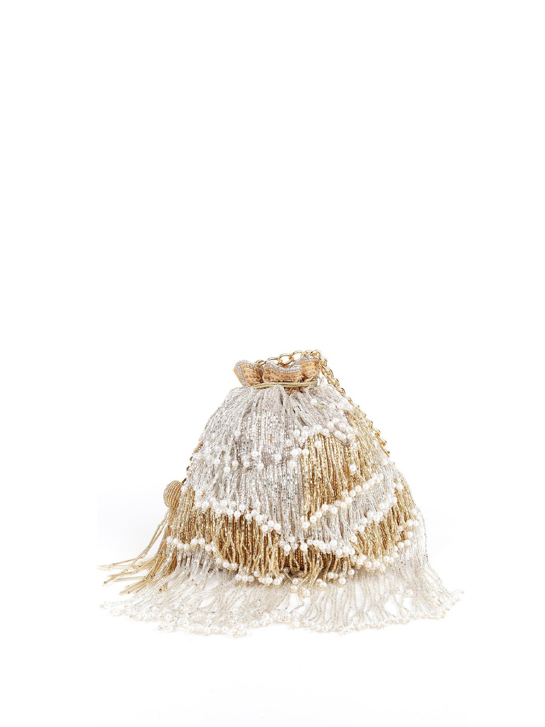 

ODETTE Embellished Potli Clutch, Gold