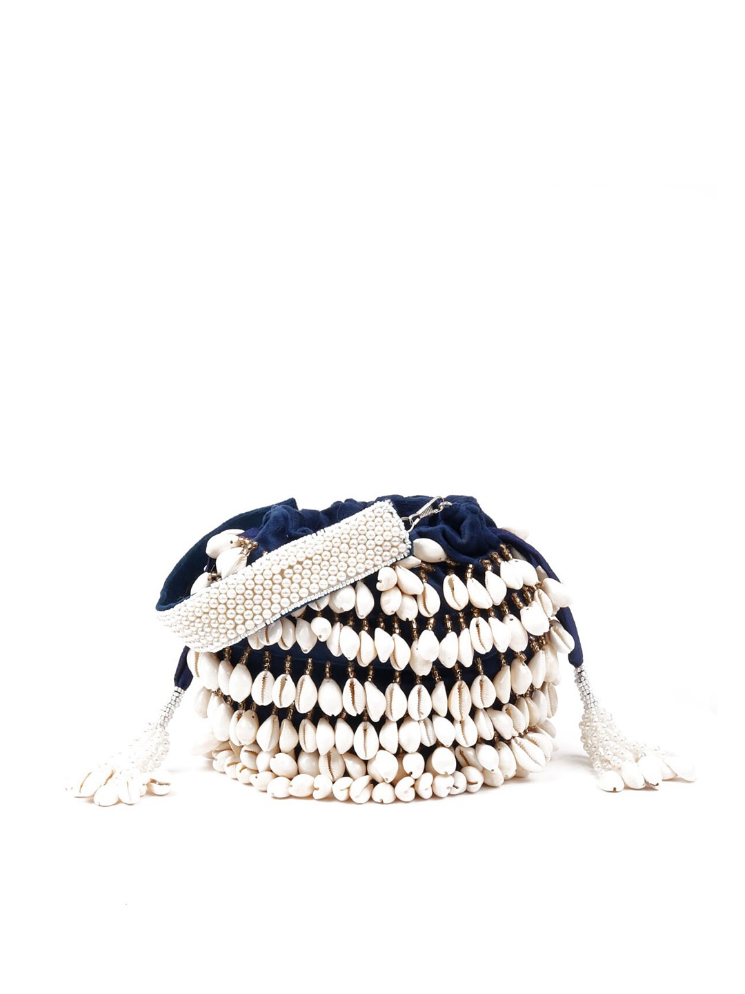 

ODETTE Embellished Potli Clutch, Blue