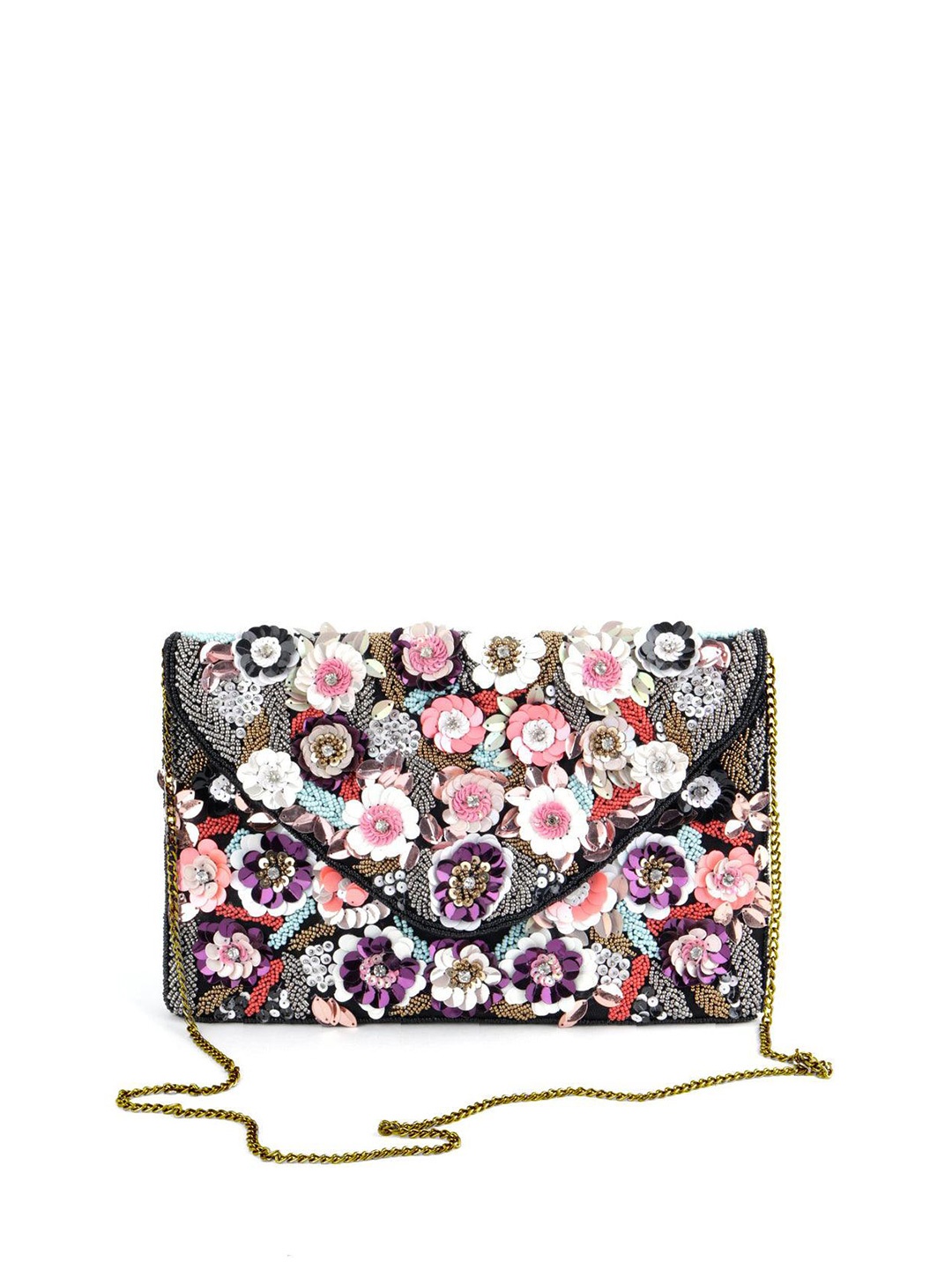 ODETTE Floral Embellished Purse Clutch, Grey