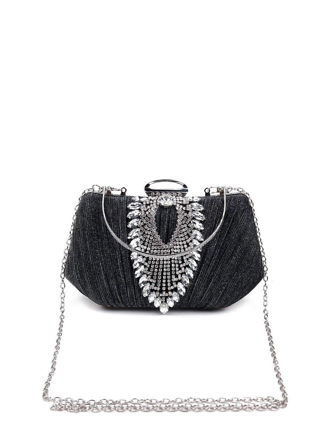

ODETTE Embellished Envelope Clutch, Black