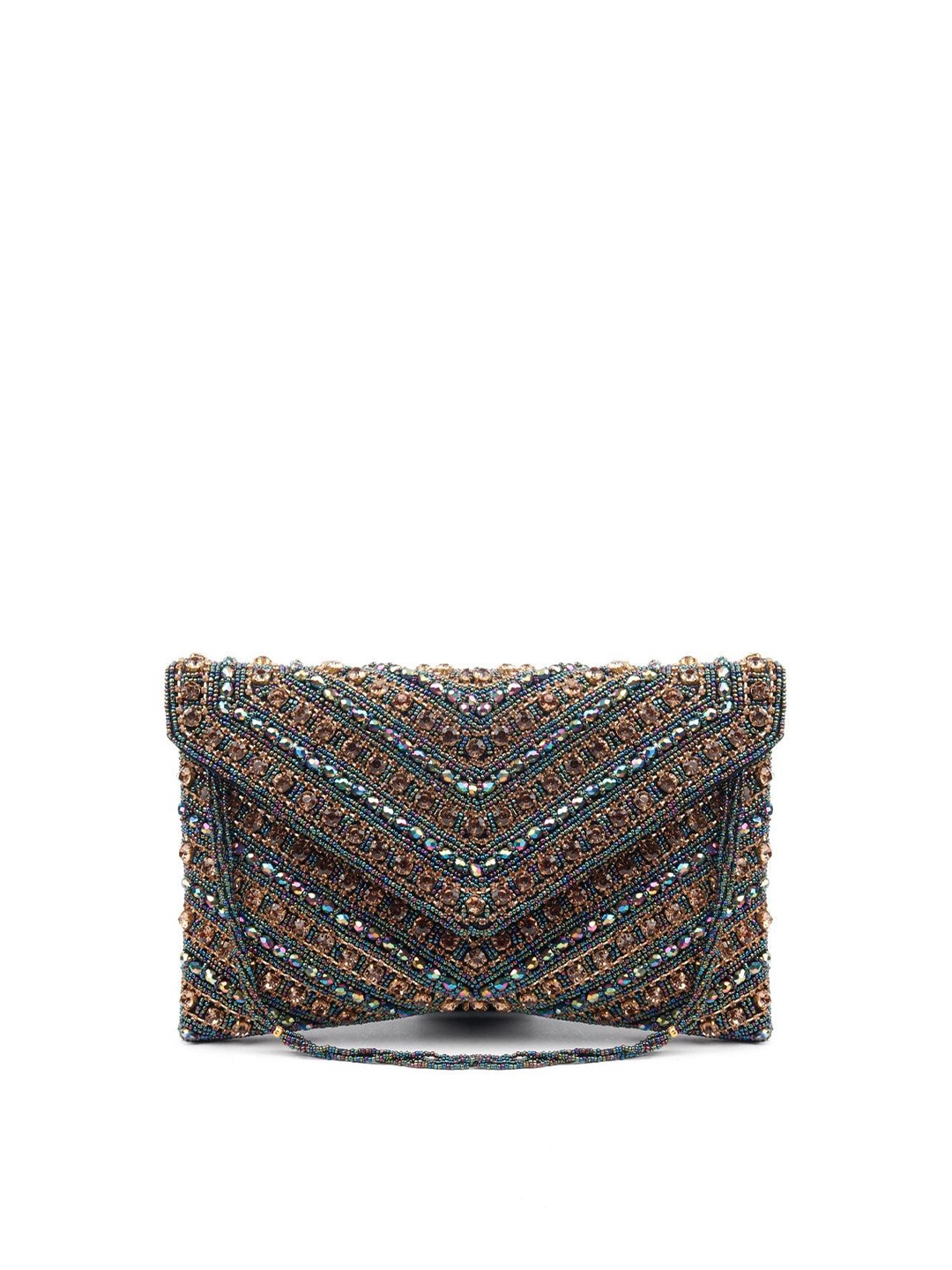 

ODETTE Embellished Envelope Clutch, Blue
