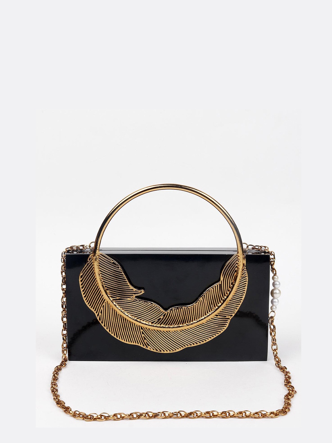 

ODETTE Embellished Box Clutch With Shoulder Straps, Black