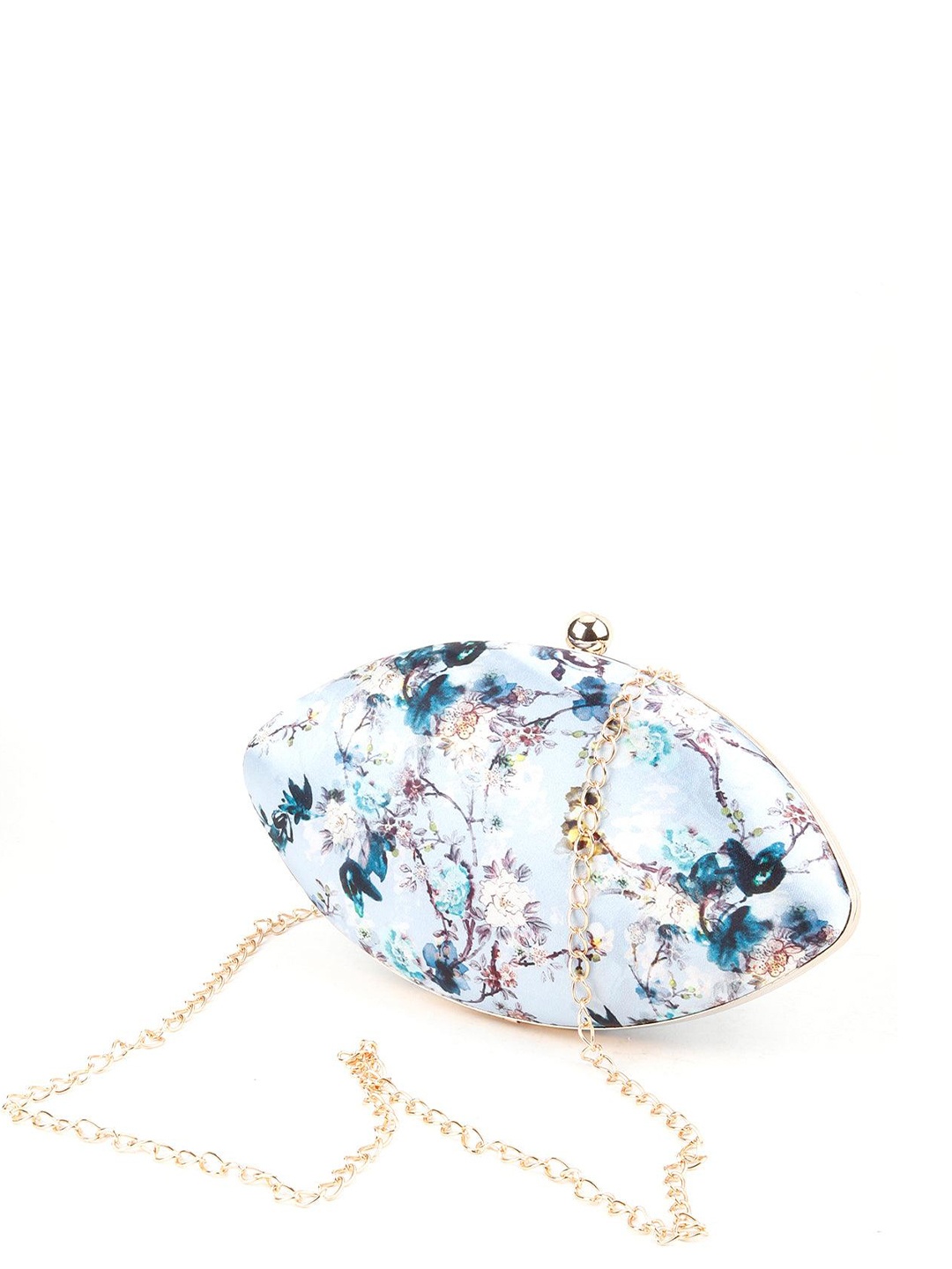 

ODETTE Floral Embellished Half Moon Clutch, Blue