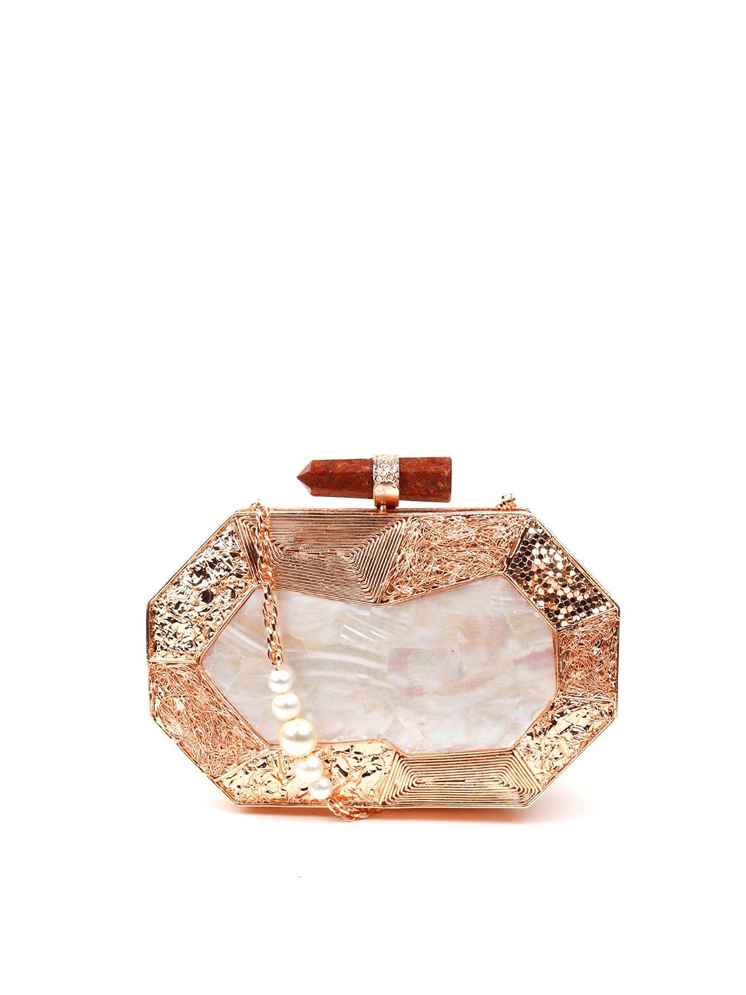 

ODETTE Embellished Box Clutch, Gold