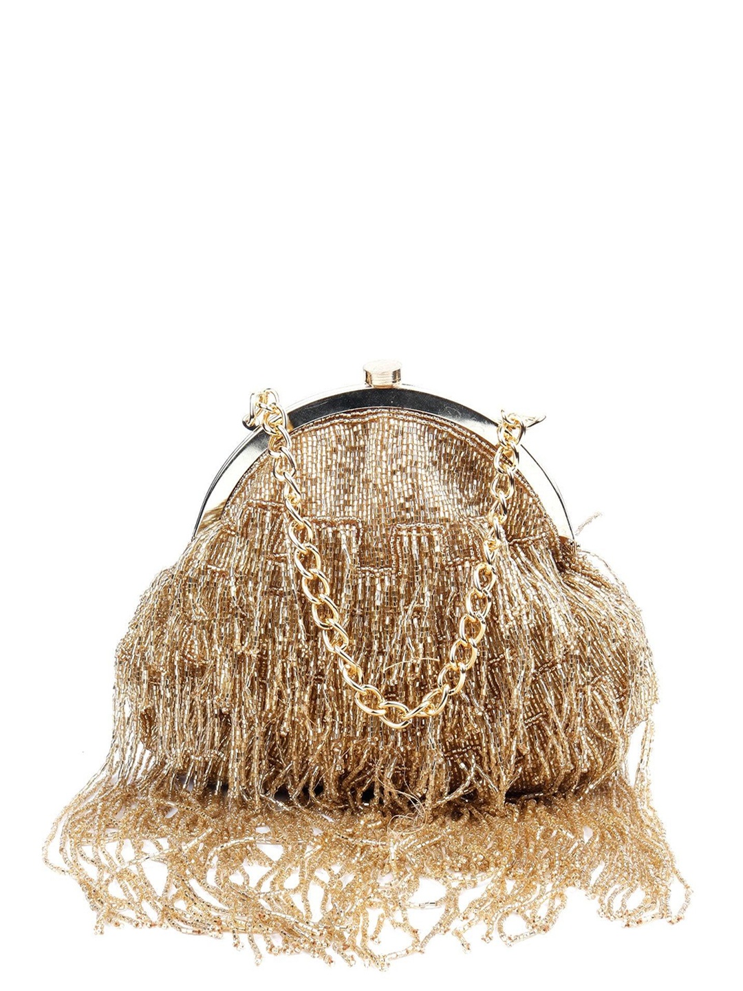 

ODETTE Embellished Tasselled Purse Clutch, Gold