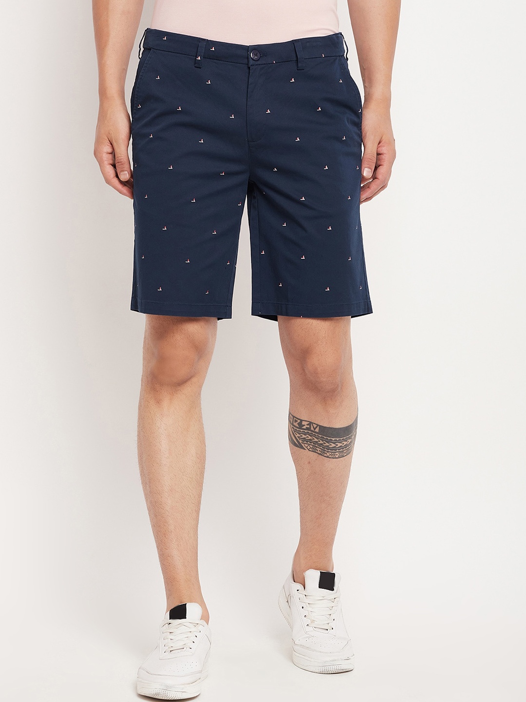 

CAMLA Men Conversational Printed Regular Fit Cotton Shorts, Navy blue