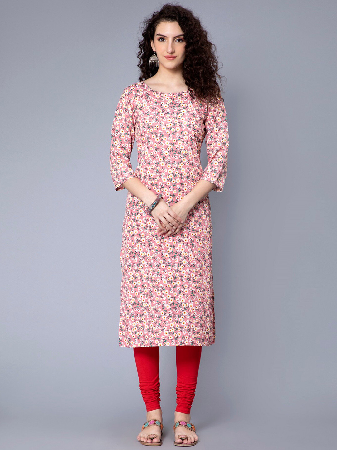 

Nirkhi Floral Printed Straight Kurta, Peach