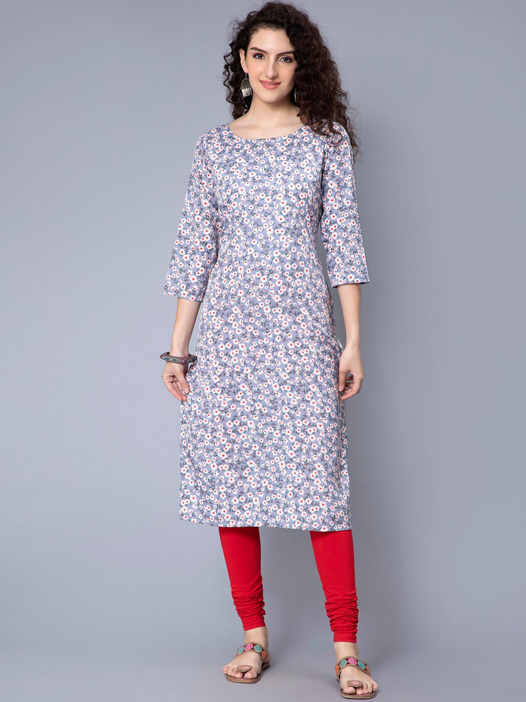 

Nirkhi Floral Printed Straight Kurta, Purple