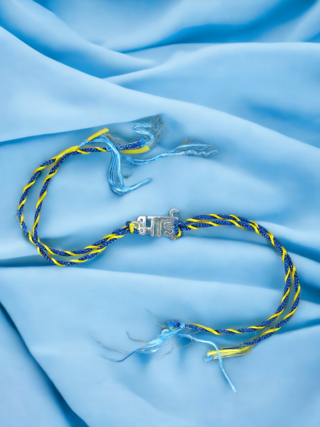 

Taraash Men 925 Sterling Silver Bhai Thread Rakhi, Blue