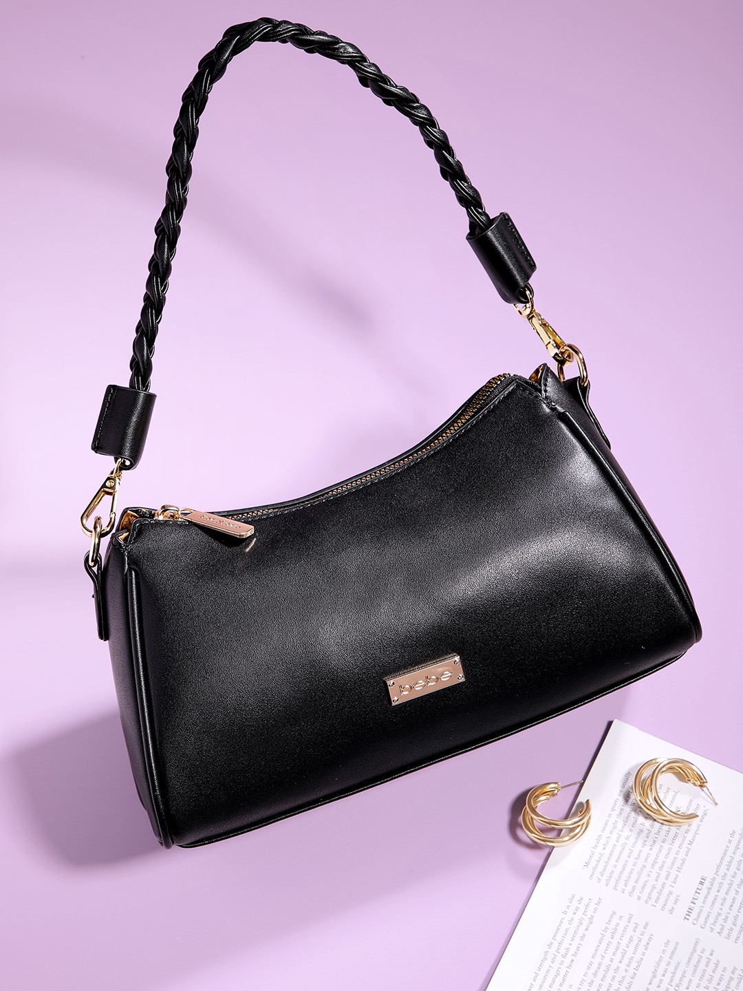 

bebe Solid Handheld Bag, Black