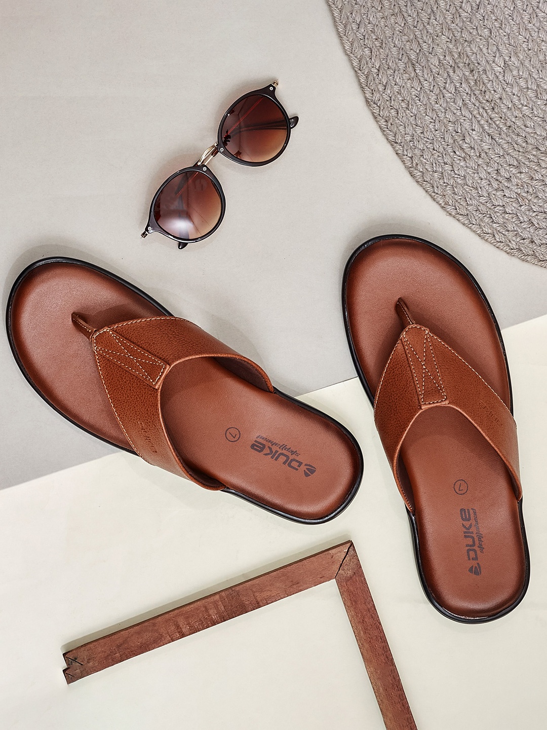 

Duke Men Textured Comfort Sandals, Tan