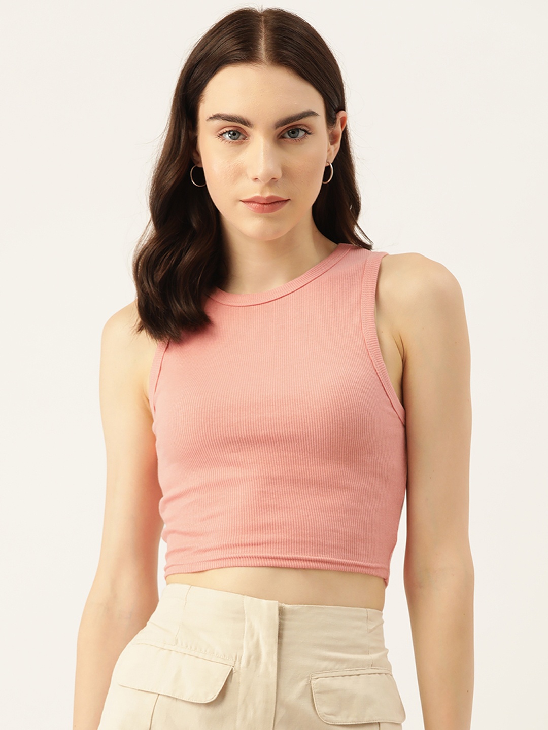 

Malachi Women Peach-Coloured Stretchex Slim Fit T-shirt