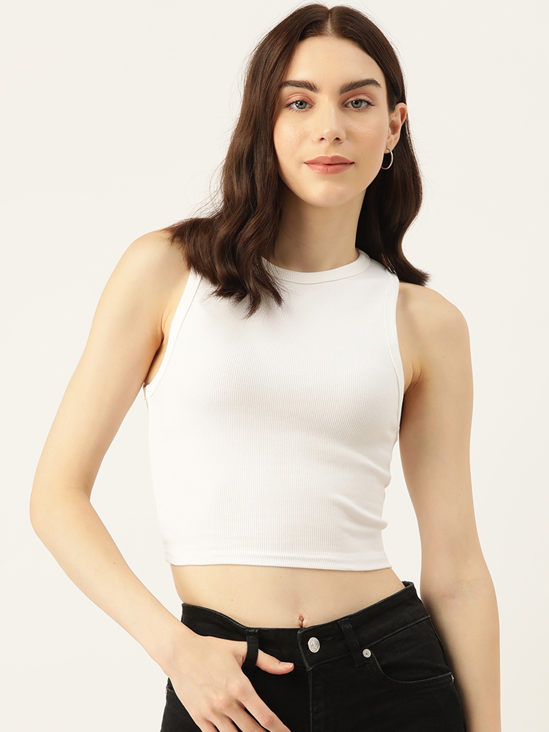 

Malachi Women White Stretchex Slim Fit T-shirt