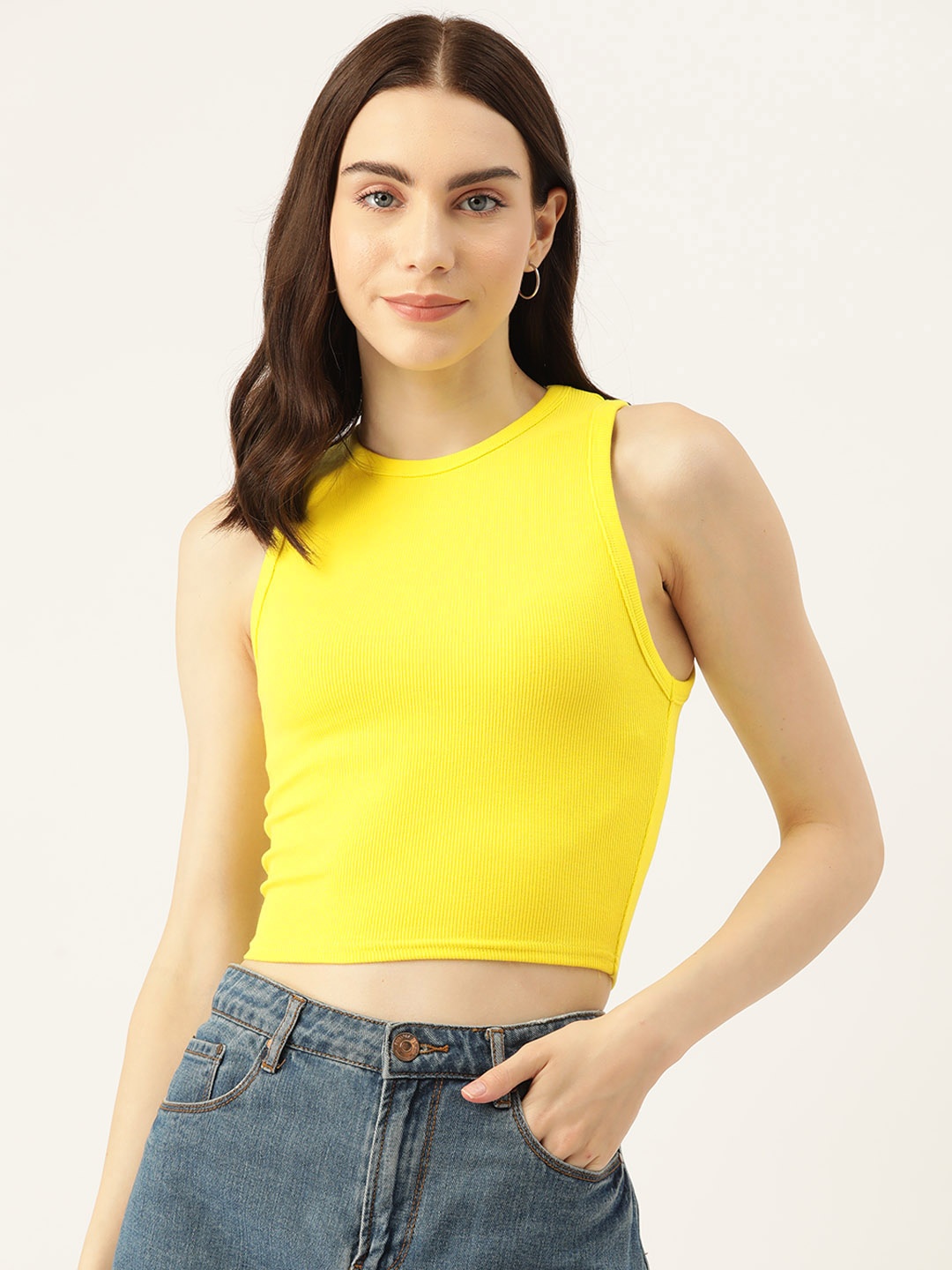 

Malachi Women Yellow Stretchex Slim Fit T-shirt