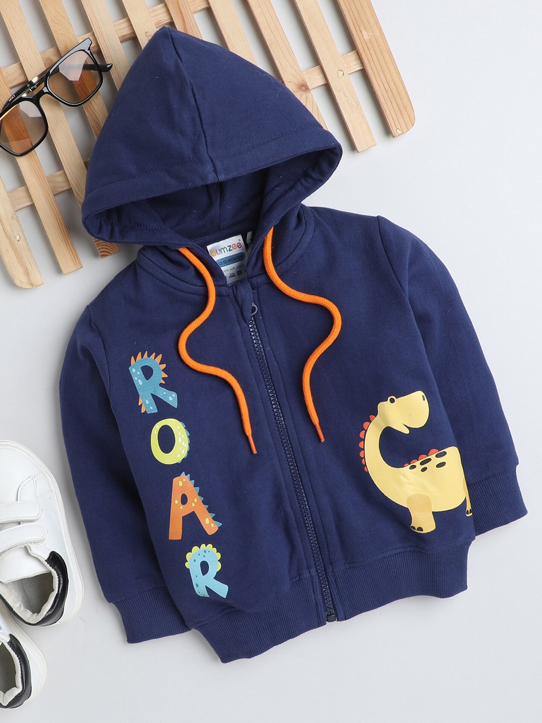 BUMZEE Boys Typography Printed Cotton Sweatshirt, Navy blue