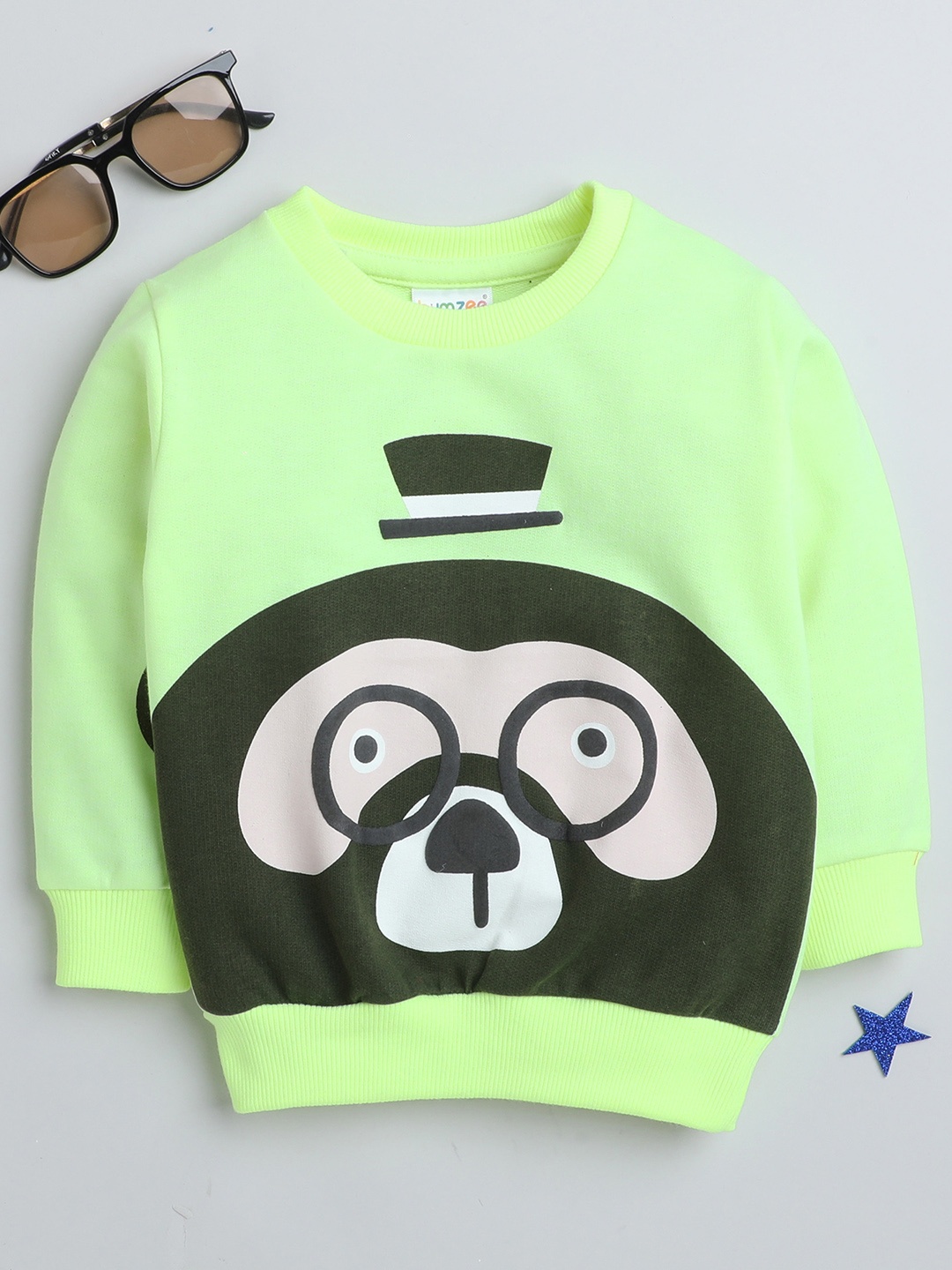 

BUMZEE Boys Graphic Printed Cotton Sweatshirt, Fluorescent green