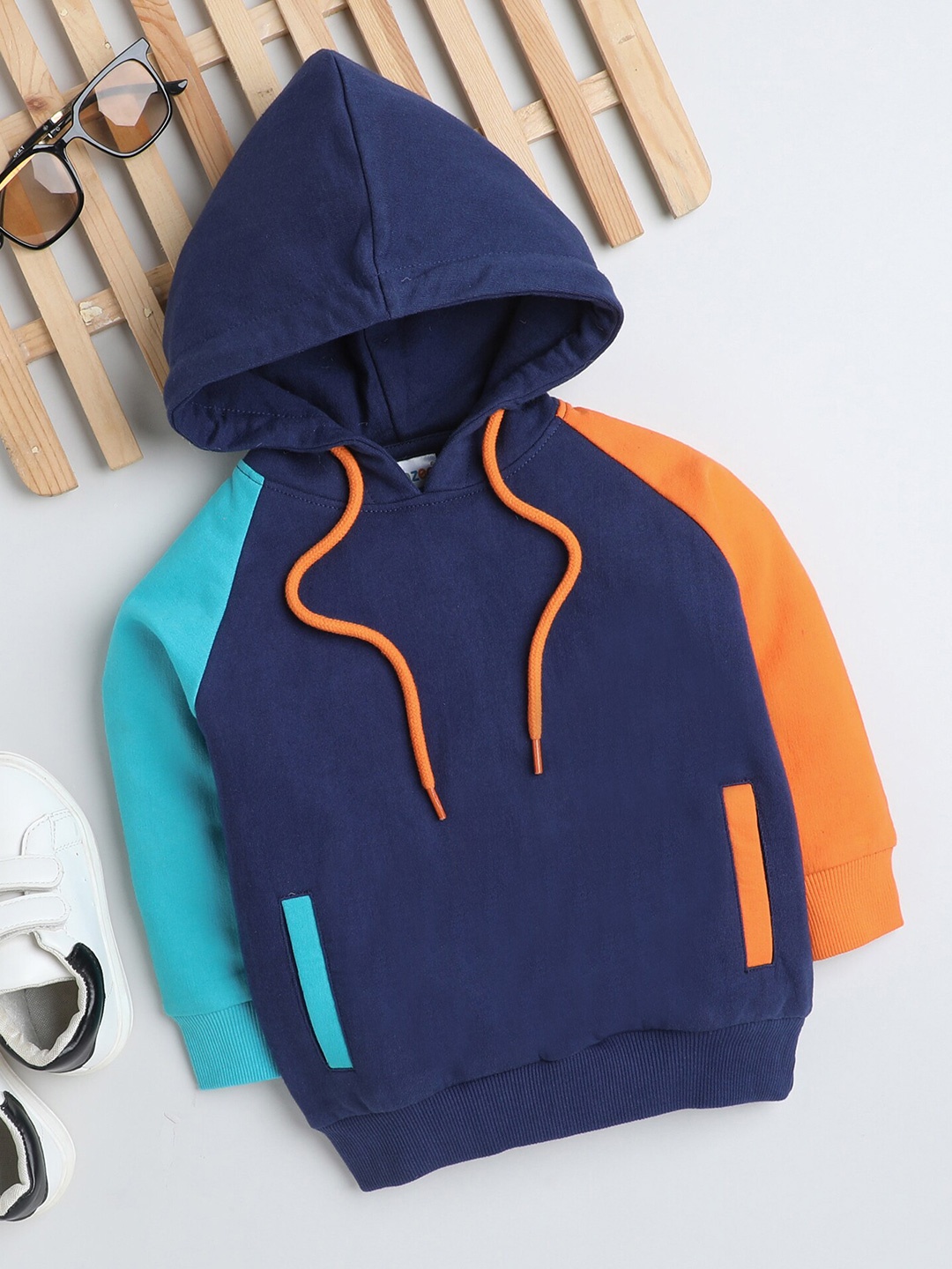 

BUMZEE Boys Colourblocked Cotton Sweatshirt, Navy blue