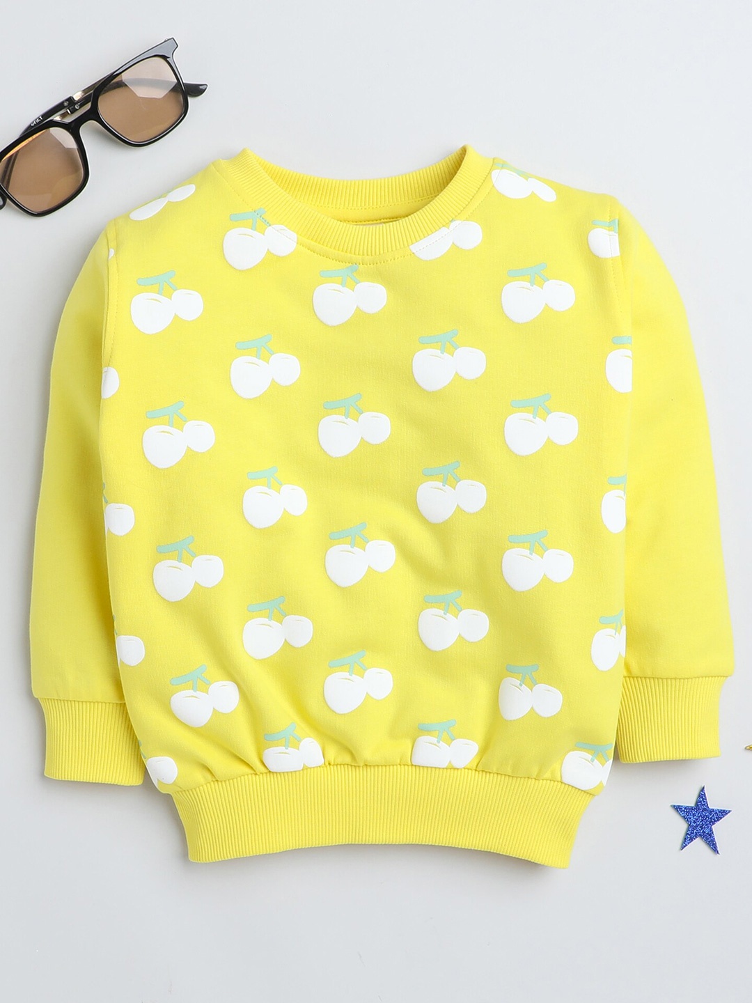 

BUMZEE Infant Girls Conversational Printed Cotton Sweatshirt, Yellow