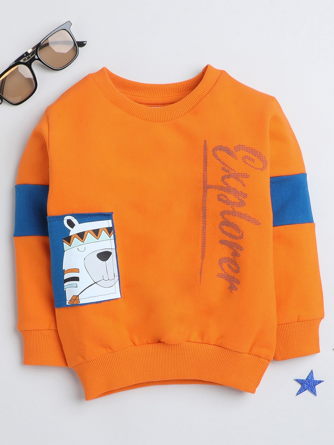BUMZEE Infants Boys Graphic Printed Cotton Sweatshirt, Orange