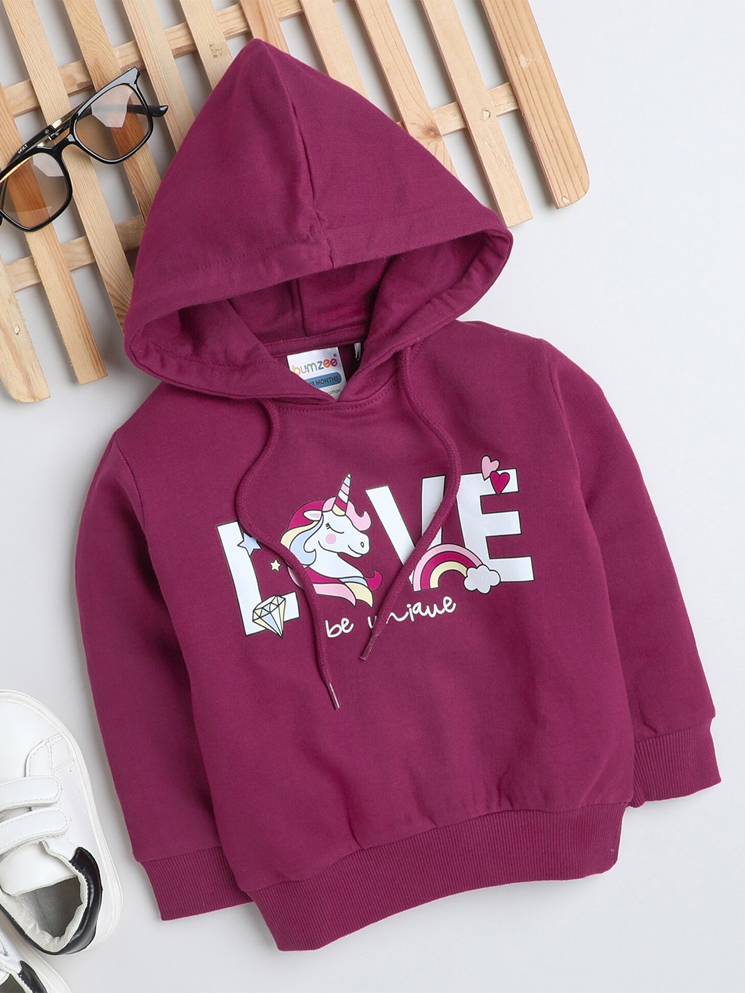 

BUMZEE Infant Girls Typography Printed Cotton Sweatshirt, Magenta