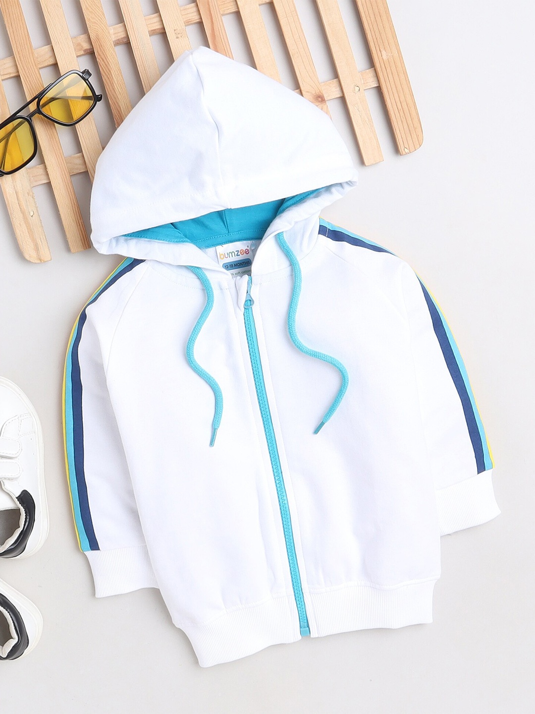 

BUMZEE Girls Hooded Cotton Sweatshirt, White