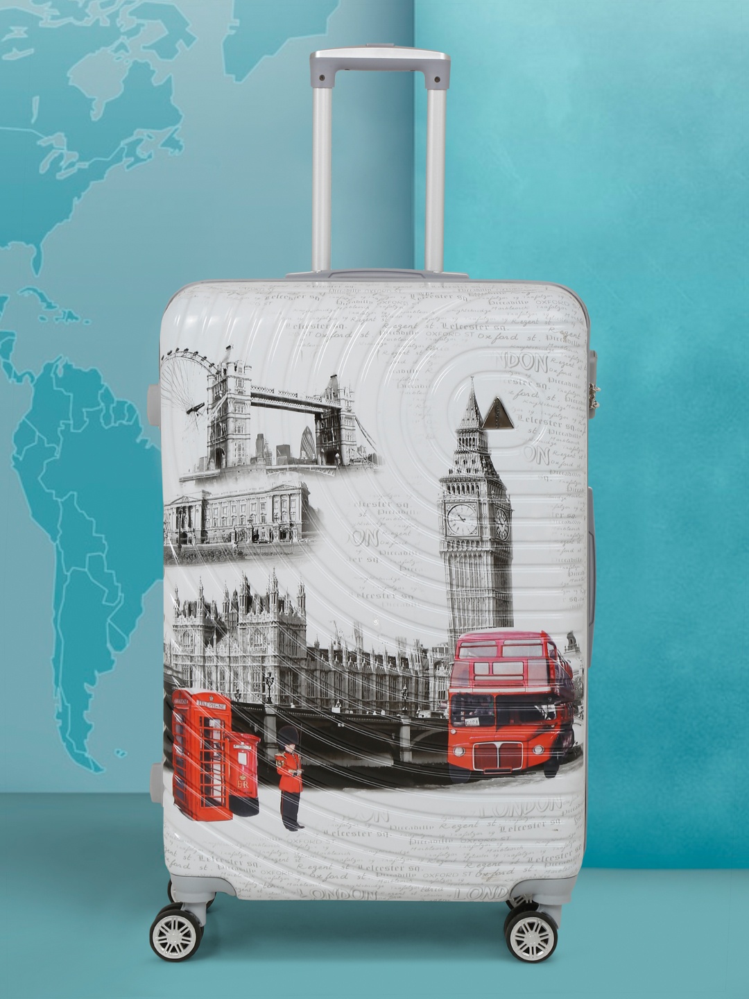 

Teakwood Leathers Printed 360 Degree Rotation Hard Large-Sized Trolley Bag 77 CM, White