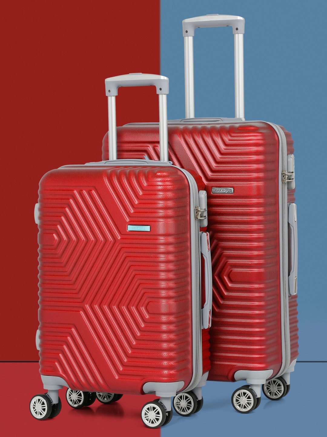 

Teakwood Leathers Set of 2 Patterned Hard-Sided 360-Degree Rotation Trolley Bag, Maroon
