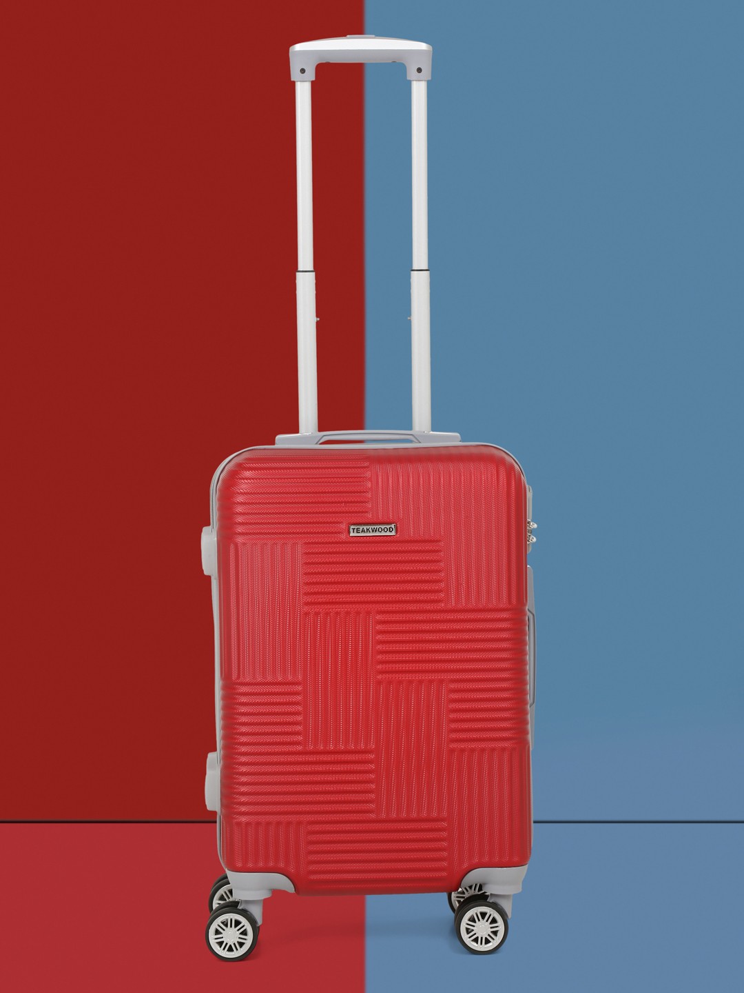 

Teakwood Leathers Textured Hard-Sided 360-Degree Rotation Cabin Trolley Bag- 55 CM, Red