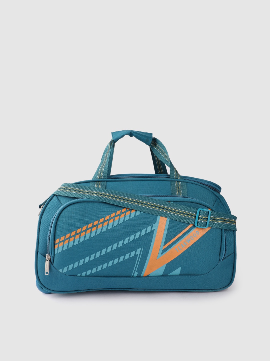 

Teakwood Leathers Printed Duffel Trolley Bag, Teal