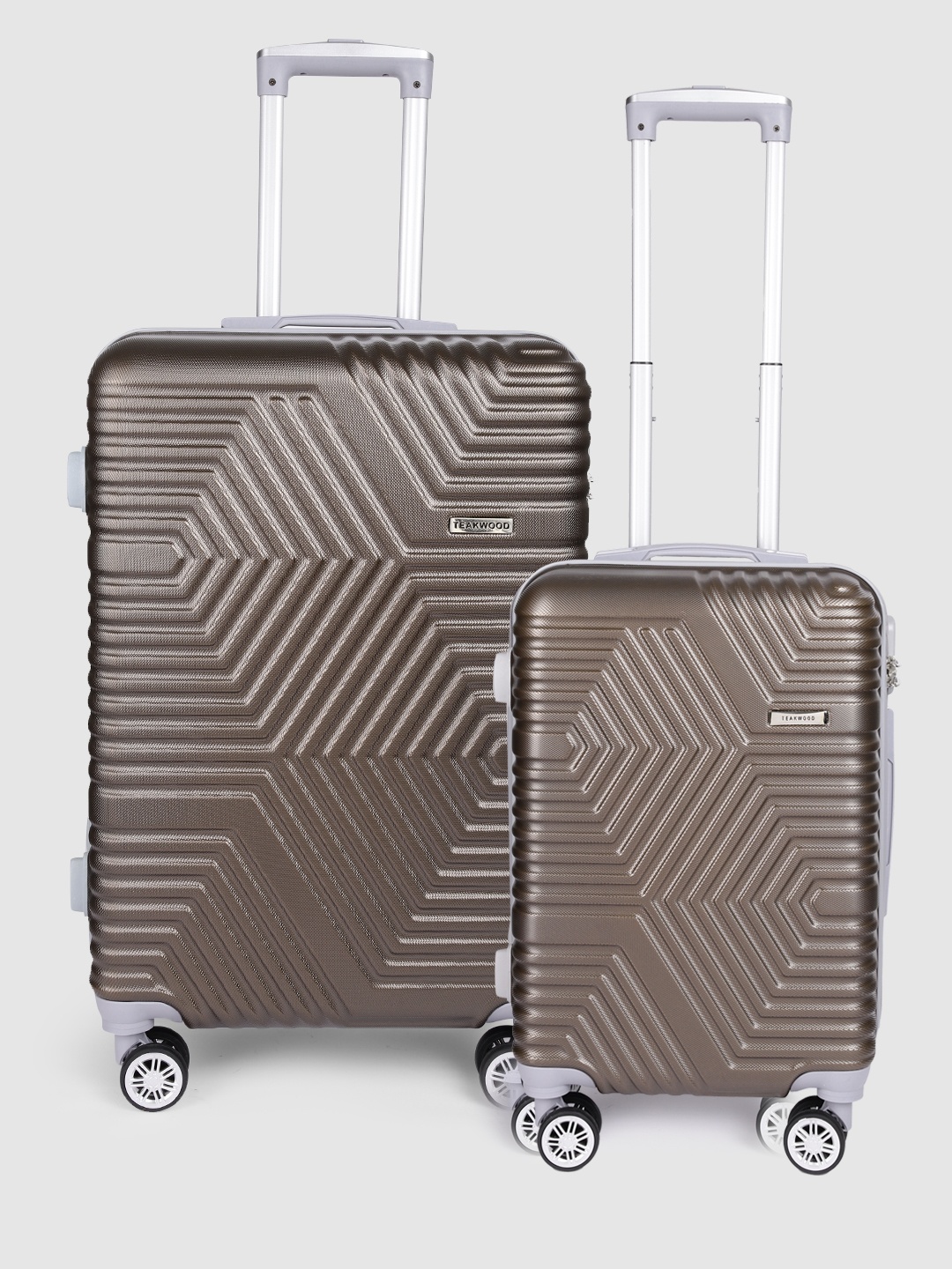 

Teakwood Leathers Set of 2 Patterned Hard-Sided 360-Degree Rotation Trolley Bag, Brown