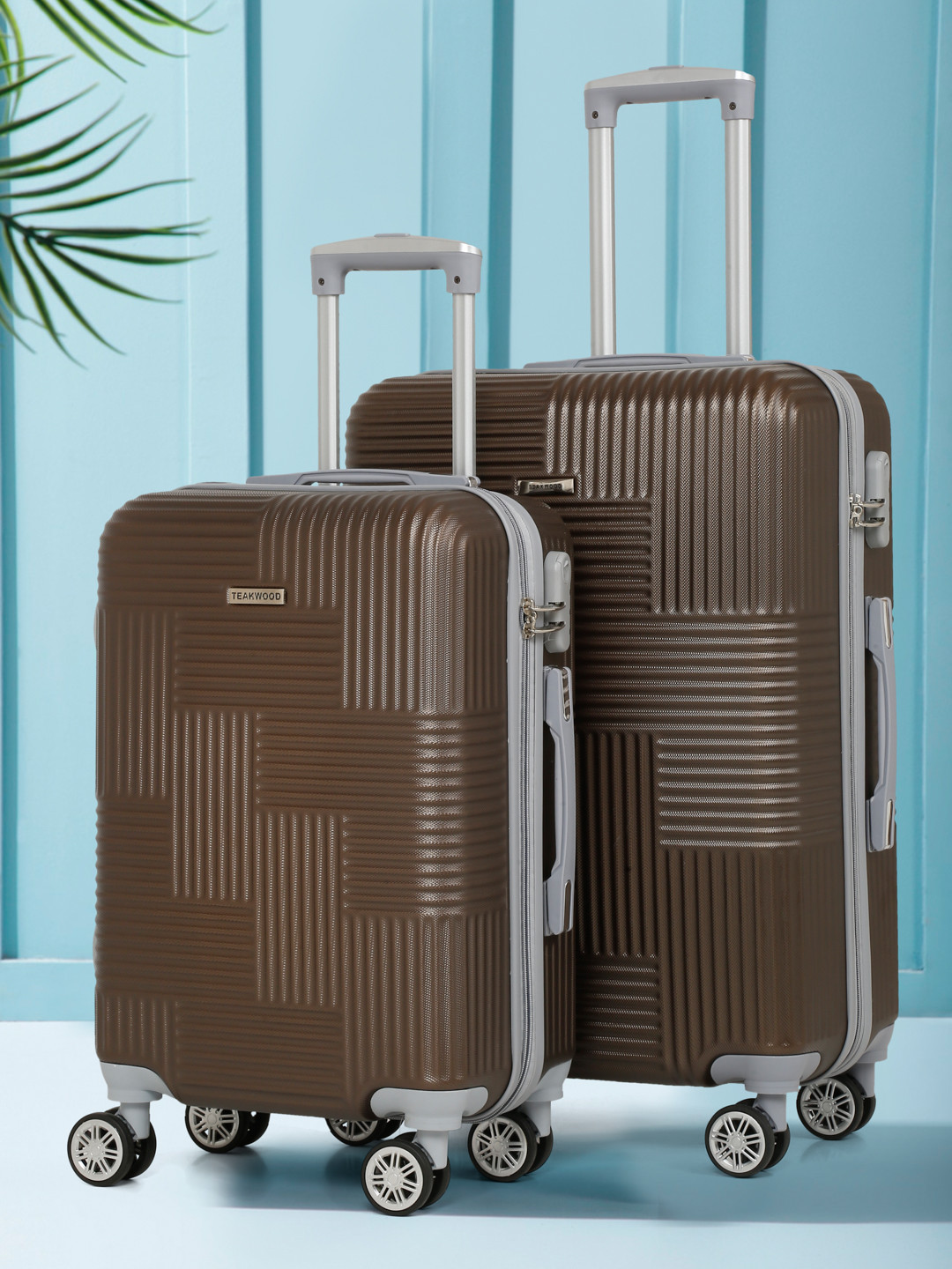 

Teakwood Leathers Set of 2 Patterned Hard-Sided 360-Degree Rotation Trolley Bag, Brown