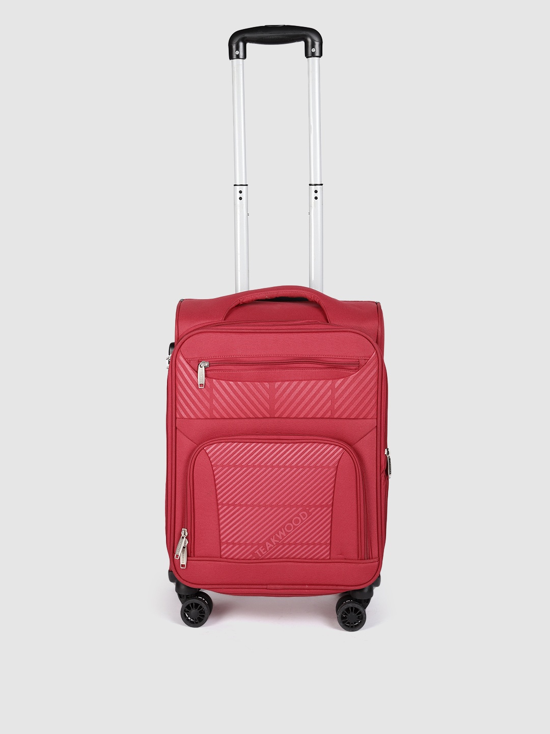 Teakwood Leathers 360 Degree Rotation Soft Trolley bag Small-Sized Trolley Bag 55 CM, Red