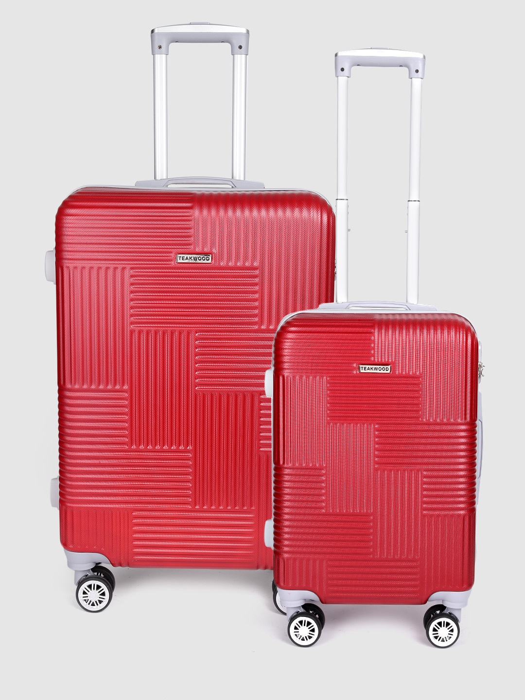 

Teakwood Leathers Set of 2 Patterned Hard-Sided 360-Degree Rotation Trolley Bag, Red