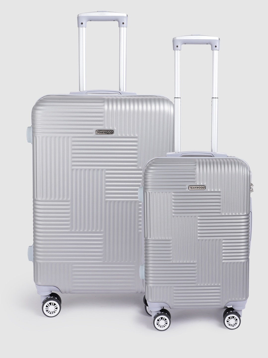 

Teakwood Leathers Tetris Set of 2 Patterned Hard-Sided 360-Degree Rotation Trolley Bag, Silver