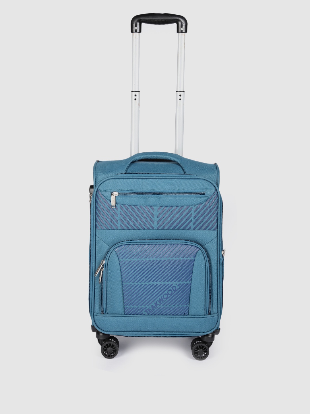 

Teakwood Leathers Striped 360 Degree Rotation Wheels Soft-Sided Cabin Trolley Bag 55 CM, Teal