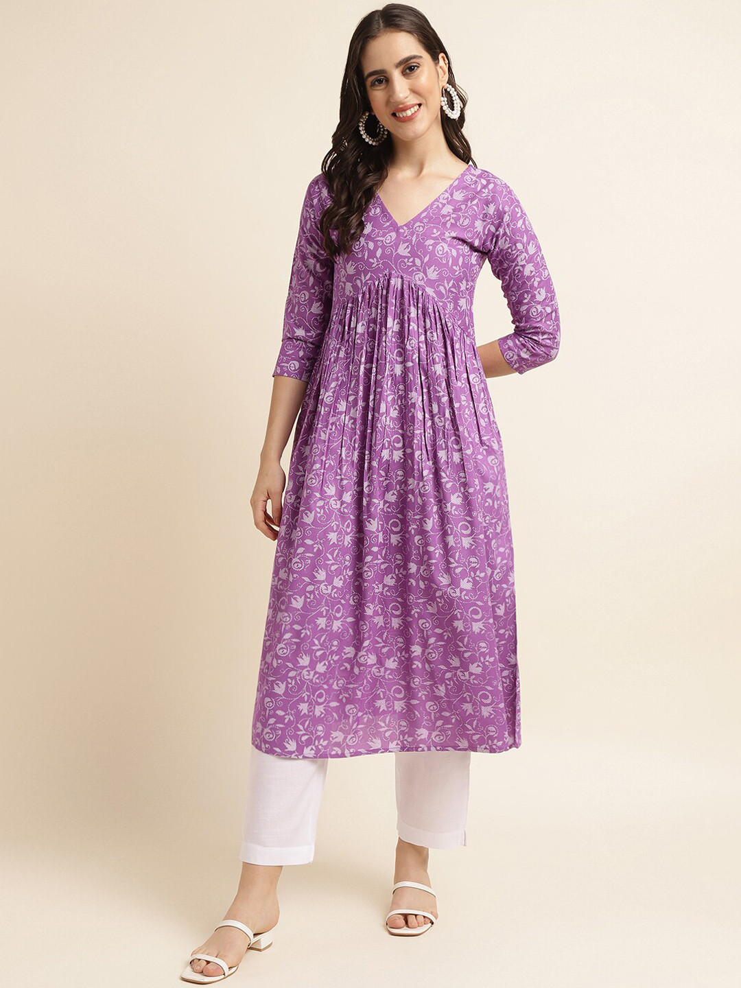 

Fabclub Floral Printed Empire Anarkali Kurta, Purple