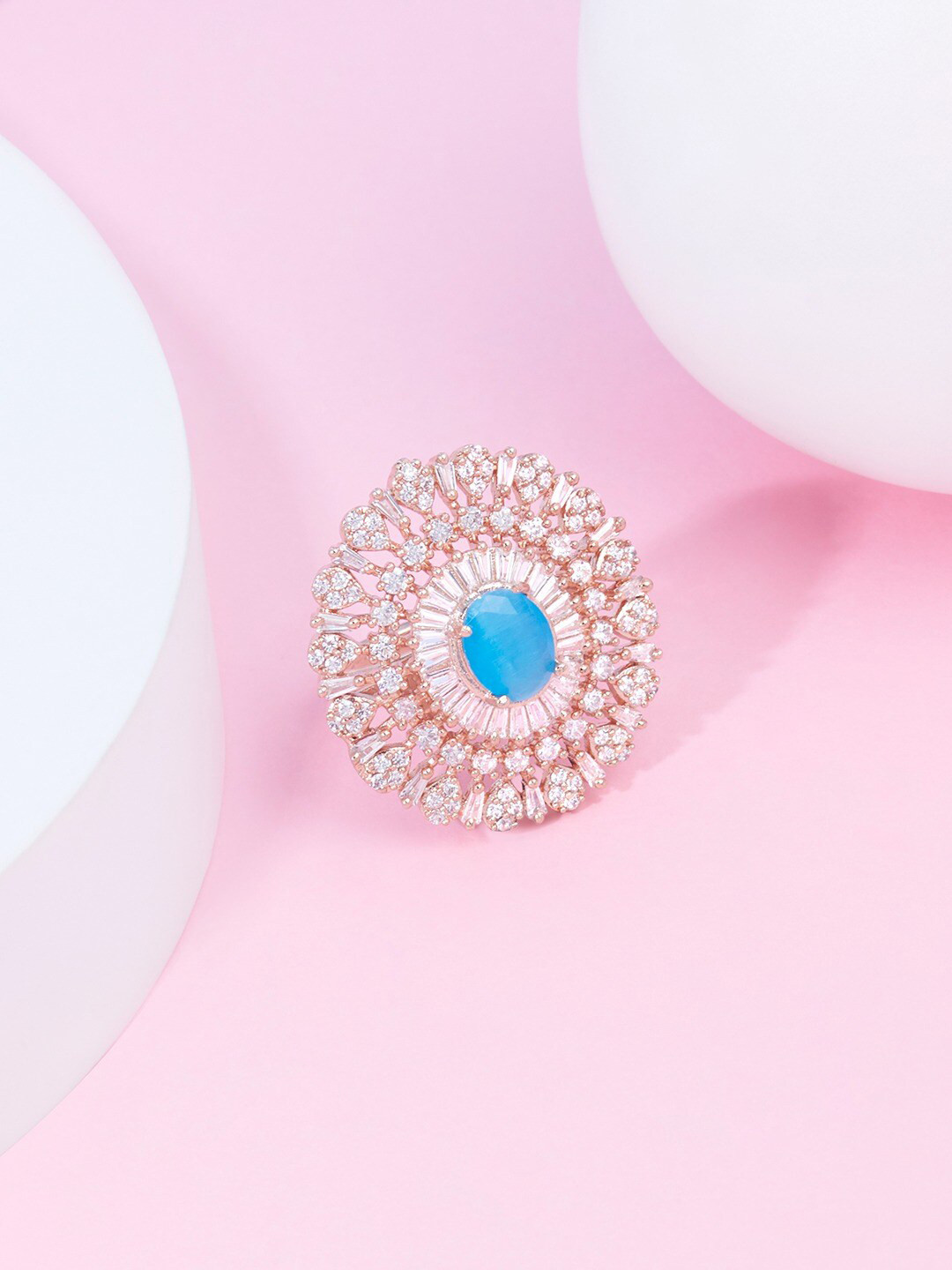 

Zaveri Pearls Rose Gold-Plated CZ-Studded Adjustable Finger Ring
