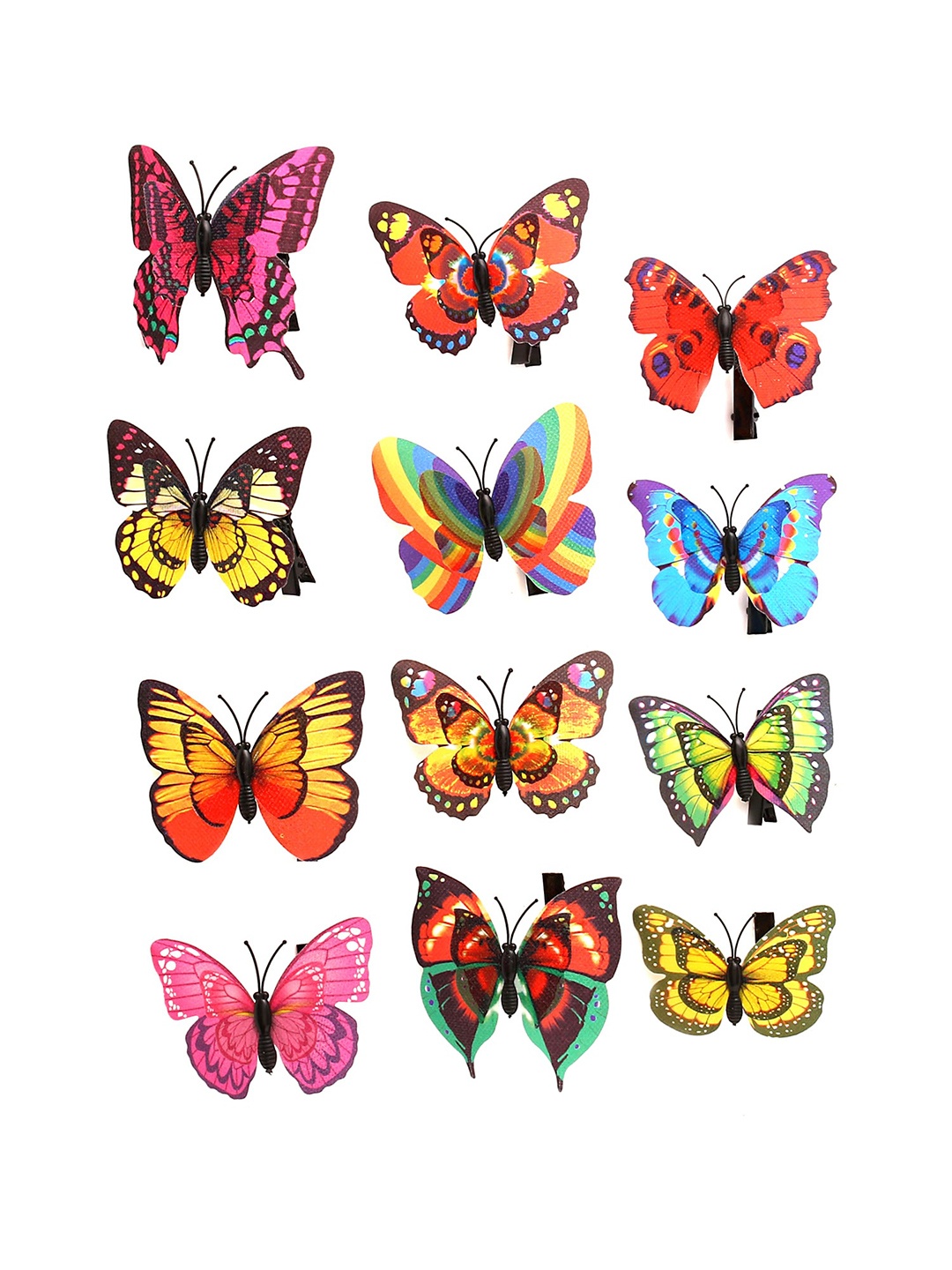 

Melbees by Yellow Chimes Girls Set Of 12 Butterfly Alligator Hair Clips, Red