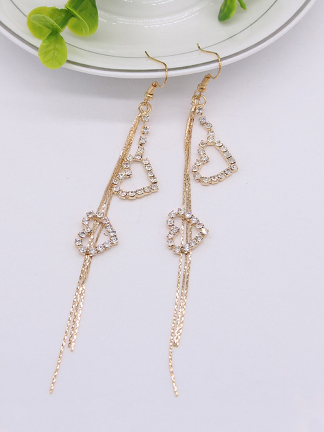 

Yellow Chimes Gold-Toned Contemporary Drop Earrings