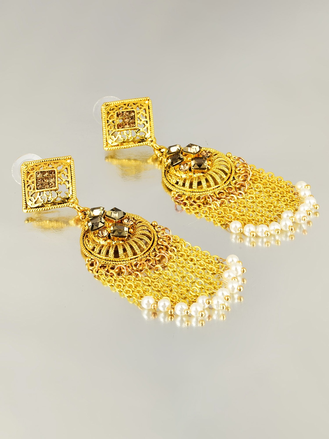 

Yellow Chimes Gold-Toned Contemporary Drop Earrings