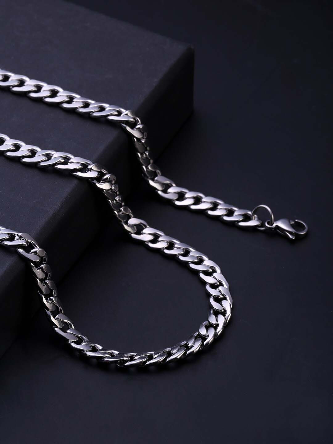 

Yellow Chimes Men Silver-Plated Curb Chain