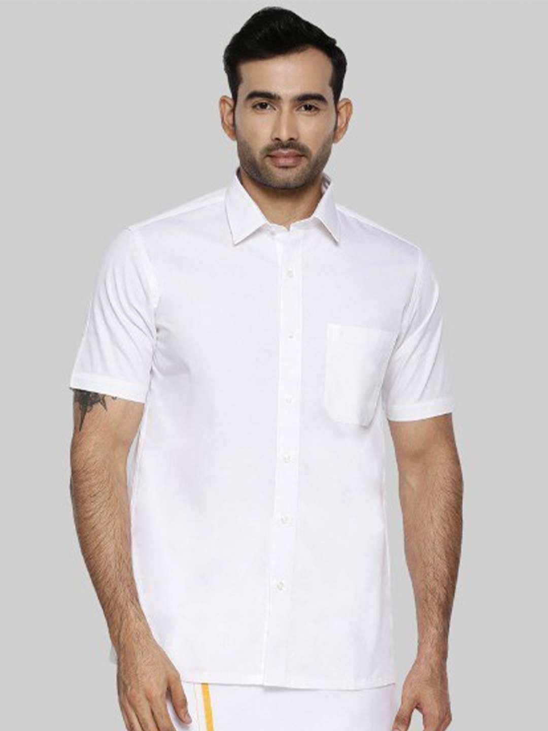 

Ramraj Spread Collar Pure Cotton Casual Shirt, White